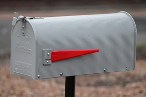 US-mail-box-gray-color-with-red-marker